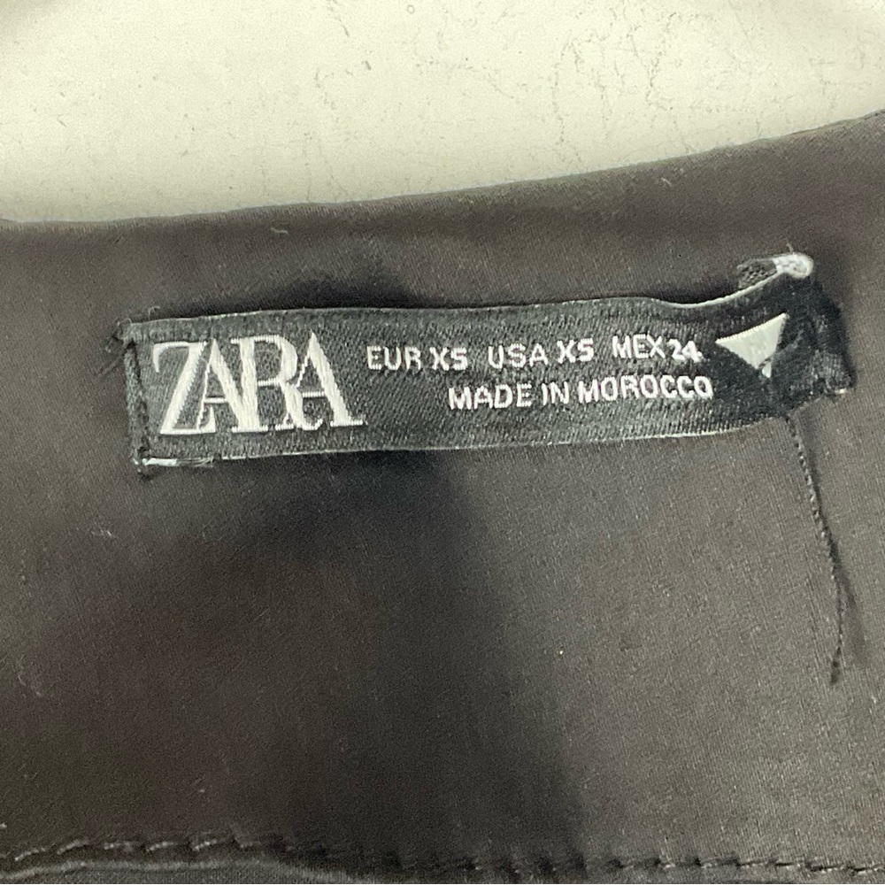 Zara Dress‎ Poplin Mini Wrap Longsleeve Pleated Black Cocktail Size XS NWOT - Picture 7 of 12